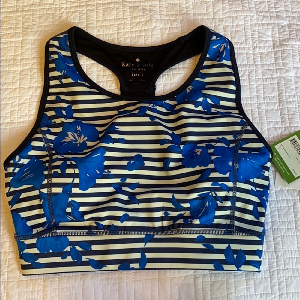 NWT KATE SPADE “hibiscus stripe” sports bra - Picture 5 of 8